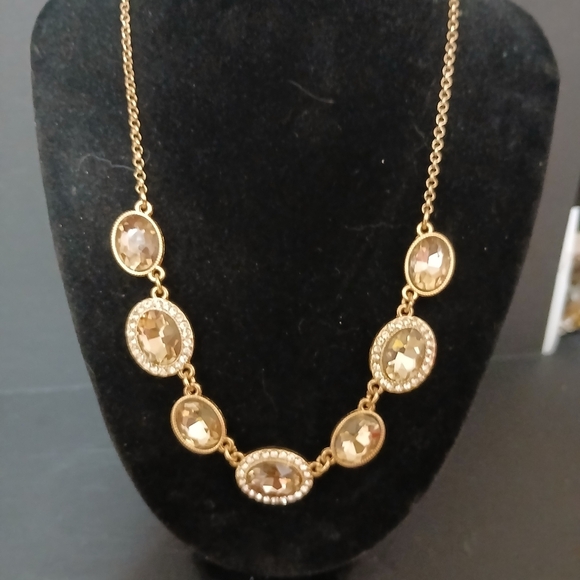 Monet Jewelry - Monet gold tone Rhine stone necklace